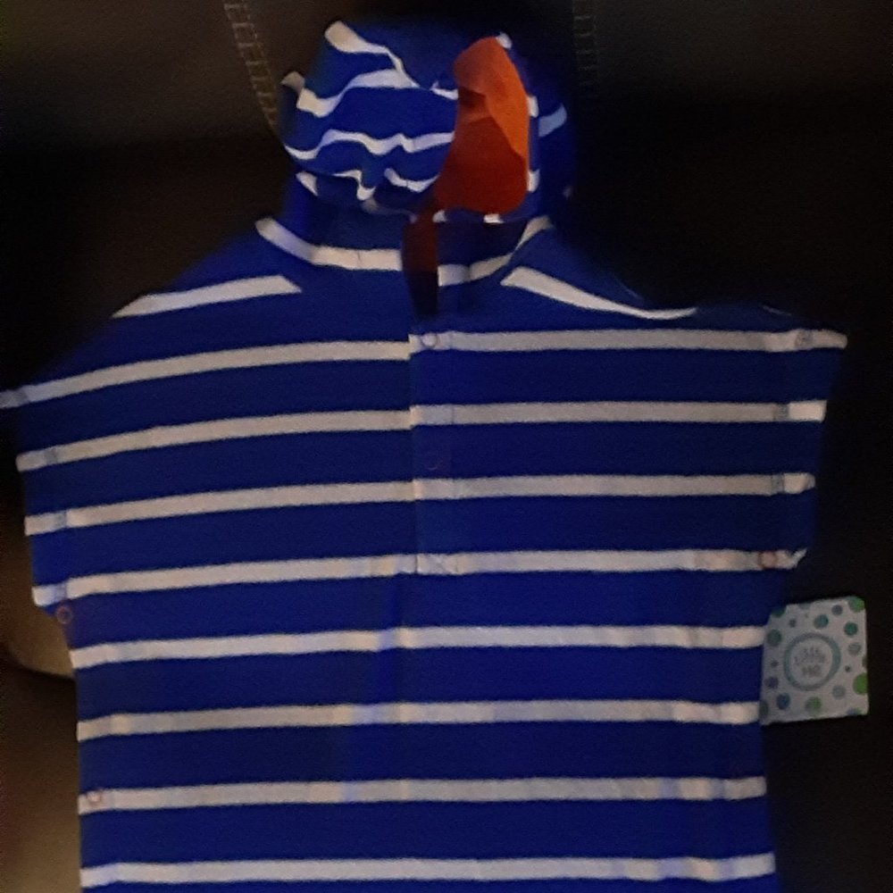 Little Me Unisex HOODY Terry Cover-Up White/blue Stripes, UPF 50